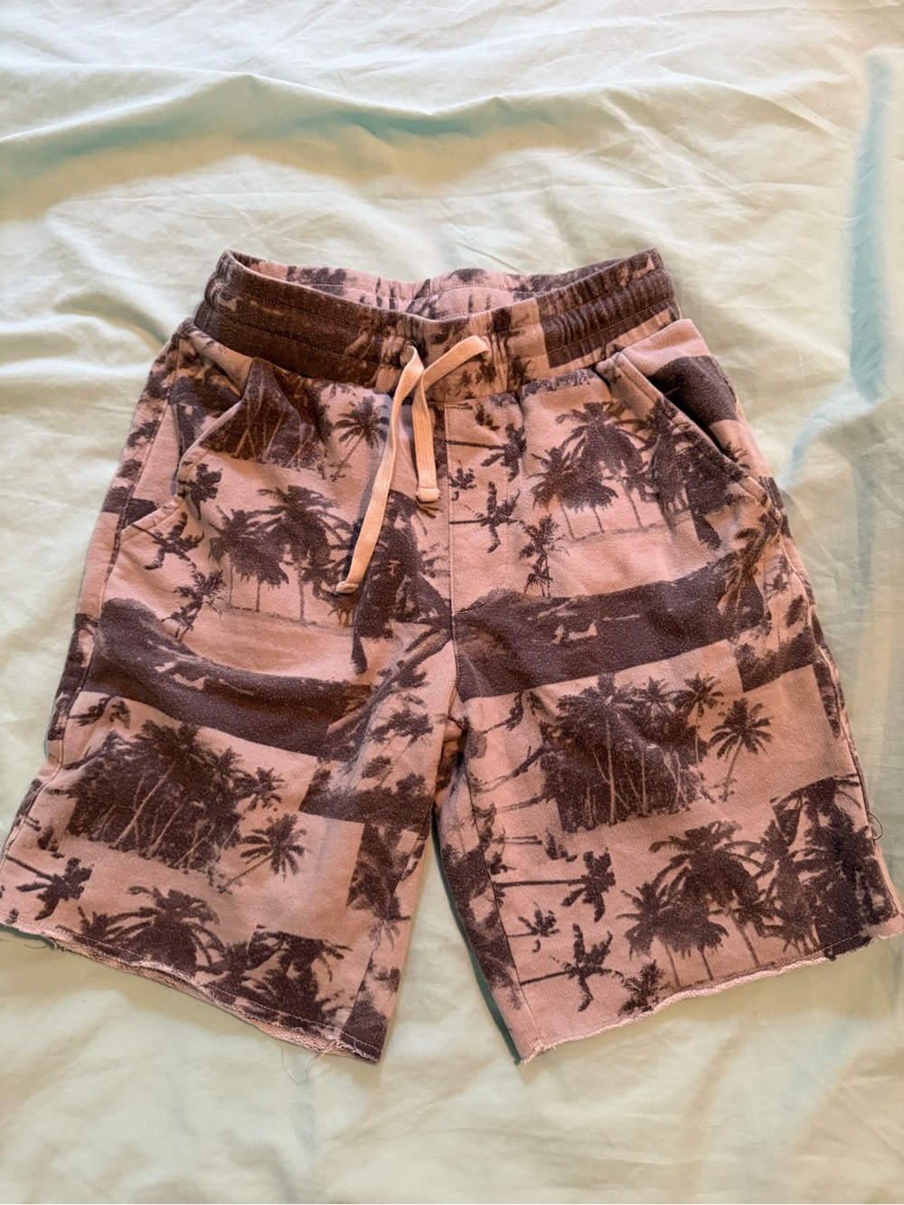 Original Use Palm Tree Drawstring Lounge Shorts - Grey and Black